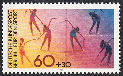 BERLIN 1981 Michel-Nummer 645 postfrisch EINZELMARKE - Sporthilfe: Frauen-Gruppengymnastik