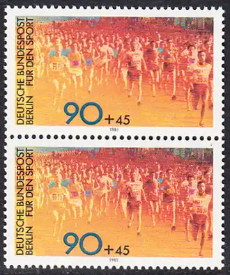 BERLIN 1981 Michel-Nummer 646 postfrisch vert.PAAR - Sporthilfe: Volkslauf