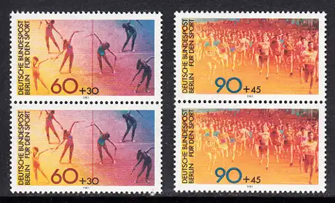 BERLIN 1981 Michel-Nummer 645-646 postfrisch SATZ(2) vert.PAARE - Sporthilfe