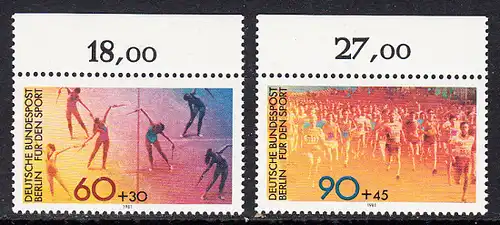 BERLIN 1981 Michel-Nummer 645-646 postfrisch SATZ(2) EINZELMARKEN RÄNDER oben (b) - Sporthilfe
