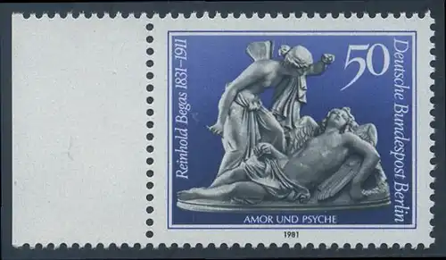 BERLIN 1981 Michel-Nummer 647 postfrisch EINZELMARKE RAND links - Reinhold Begas, Bildhauer