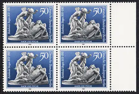 BERLIN 1981 Michel-Nummer 647 postfrisch BLOCK RÄNDER rechts - Reinhold Begas, Bildhauer