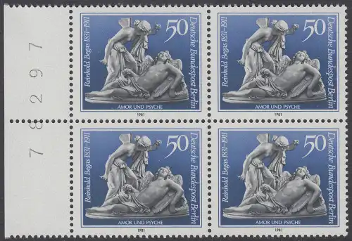 BERLIN 1981 Michel-Nummer 647 postfrisch BLOCK RÄNDER links (c) - Reinhold Begas, Bildhauer