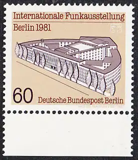 BERLIN 1981 Michel-Nummer 649 postfrisch EINZELMARKE RAND unten - Internationale Funkausstellung (IFA), Berlin