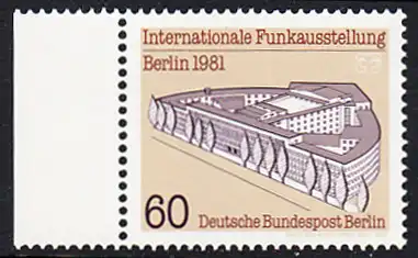 BERLIN 1981 Michel-Nummer 649 postfrisch EINZELMARKE RAND links - Internationale Funkausstellung (IFA), Berlin