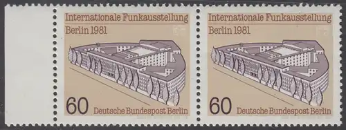 BERLIN 1981 Michel-Nummer 649 postfrisch horiz.PAAR RAND links - Internationale Funkausstellung (IFA), Berlin