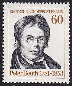 BERLIN 1981 Michel-Nummer 654 postfrisch EINZELMARKE - Peter Christian Wilhelm Beuth, Verwaltungsfachmann