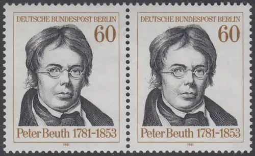 BERLIN 1981 Michel-Nummer 654 postfrisch horiz.PAAR - Peter Christian Wilhelm Beuth, Verwaltungsfachmann