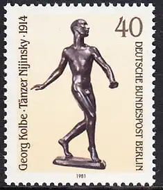 BERLIN 1981 Michel-Nummer 655 postfrisch EINZELMARKE - Skulpturen des 20. Jahrhunderts: Tänzer Nijinski