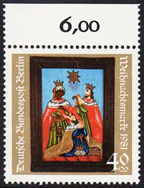 BERLIN 1981 Michel-Nummer 658 postfrisch EINZELMARKE RAND oben - Weihnachten