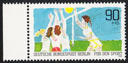 BERLIN 1982 Michel-Nummer 665 postfrisch EINZELMARKE RAND links - Sporthilfe: Jugendsport - Volleyball