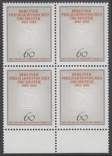 BERLIN 1982 Michel-Nummer 666 postfrisch BLOCK RÄNDER unten - Berliner Philharmonisches Orchester