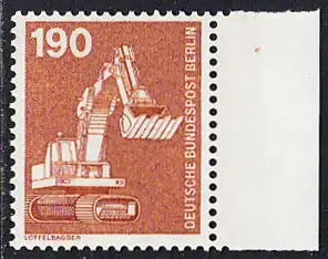 BERLIN 1982 Michel-Nummer 670 postfrisch EINZELMARKE RAND rechts - Industrie & Technik: Löffelbagger