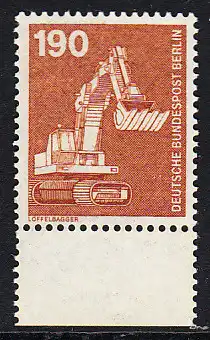 BERLIN 1982 Michel-Nummer 670 postfrisch EINZELMARKE RAND unten - Industrie & Technik: Löffelbagger