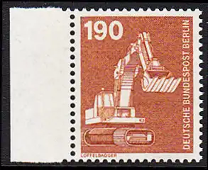 BERLIN 1982 Michel-Nummer 670 postfrisch EINZELMARKE RAND links - Industrie & Technik: Löffelbagger
