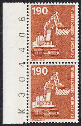 BERLIN 1982 Michel-Nummer 670 postfrisch vert.PAAR RAND links - Industrie & Technik: Löffelbagger
