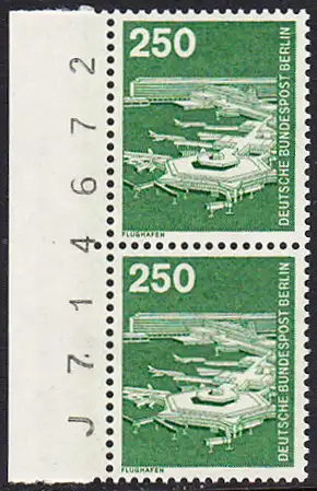 BERLIN 1982 Michel-Nummer 671 postfrisch vert.PAAR RAND links - Industrie & Technik: Flughafen Frankfurt