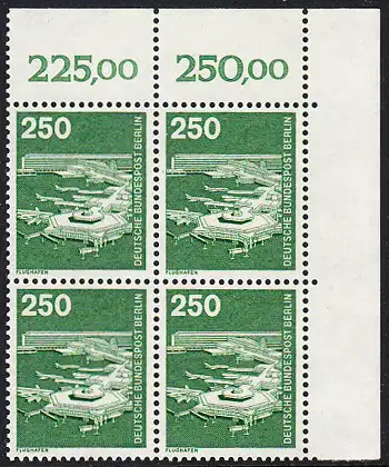 BERLIN 1982 Michel-Nummer 671 postfrisch BLOCK ECKRAND oben rechts - Industrie & Technik: Flughafen Frankfurt