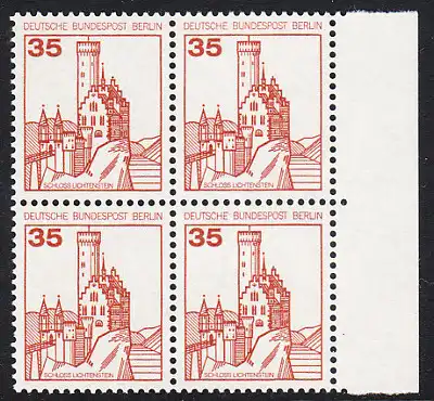 BERLIN 1982 Michel-Nummer 673 postfrisch BLOCK RÄNDER rechts - Burgen & Schlösser: Schloss Lichtenstein