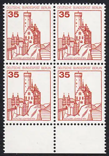 BERLIN 1982 Michel-Nummer 673 postfrisch BLOCK RÄNDER unten - Burgen & Schlösser: Schloss Lichtenstein