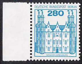 BERLIN 1982 Michel-Nummer 676 postfrisch EINZELMARKE RAND links  - Burgen & Schlösser: Schloss Ahrensburg