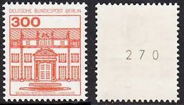 BERLIN 1982 Michel-Nummer 677 postfrisch EINZELMARKE m/ rücks.Rollennummer 270 - Burgen & Schlösser: Schloss Herrenhausen