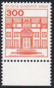 BERLIN 1982 Michel-Nummer 677 postfrisch EINZELMARKE RAND unten - Burgen & Schlösser: Schloss Herrenhausen