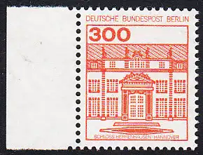 BERLIN 1982 Michel-Nummer 677 postfrisch EINZELMARKE RAND links - Burgen & Schlösser: Schloss Herrenhausen