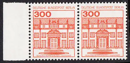 BERLIN 1982 Michel-Nummer 677 postfrisch horiz.PAAR RAND links - Burgen & Schlösser: Schloss Herrenhausen