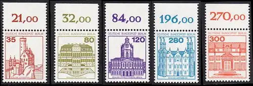 BERLIN 1982 Michel-Nummer 673-677 postfrisch SATZ(5) EINZELMARKEN RÄNDER oben (c) - Burgen & Schlösser