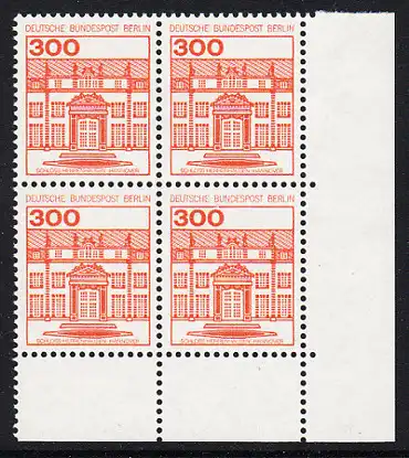 BERLIN 1982 Michel-Nummer 677 postfrisch BLOCK ECKRAND unten rechts - Burgen & Schlösser: Schloss Herrenhausen