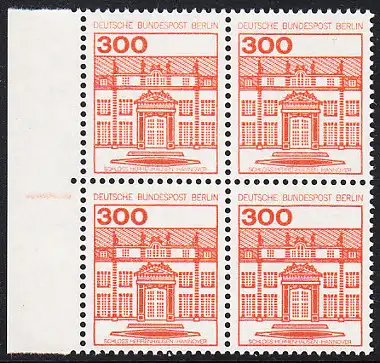 BERLIN 1982 Michel-Nummer 677 postfrisch BLOCK RÄNDER links - Burgen & Schlösser: Schloss Herrenhausen