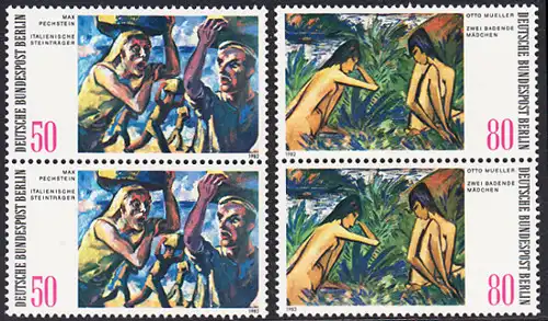 BERLIN 1982 Michel-Nummer 678-679 postfrisch SATZ(2) vert.PAARE - Moderne Gemälde aus Berliner Sammlungen