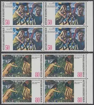 BERLIN 1982 Michel-Nummer 678-679 postfrisch SATZ(2) BLÖCKE RÄNDER rechts (a) - Moderne Gemälde aus Berliner Sammlungen