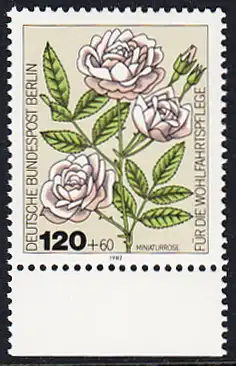 BERLIN 1982 Michel-Nummer 683 postfrisch EINZELMARKE RAND unten - Gartenrosen: Miniaturrose