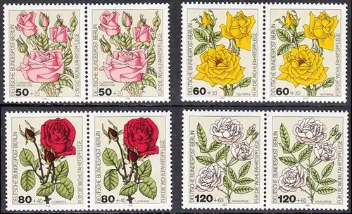 BERLIN 1982 Michel-Nummer 680-683 postfrisch SATZ(4) horiz.PAARE - Gartenrosen