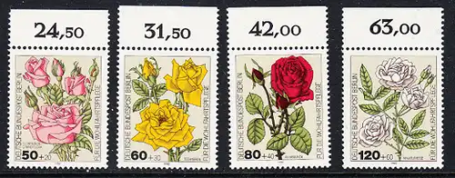 BERLIN 1982 Michel-Nummer 680-683 postfrisch SATZ(4) EINZELMARKEN RÄNDER oben - Gartenrosen