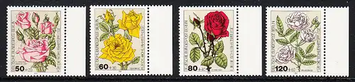 BERLIN 1982 Michel-Nummer 680-683 postfrisch SATZ(4) EINZELMARKEN RÄNDER rechts - Gartenrosen