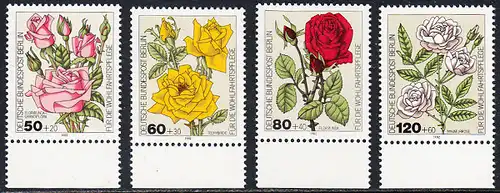 BERLIN 1982 Michel-Nummer 680-683 postfrisch SATZ(4) EINZELMARKEN RÄNDER unten - Gartenrosen