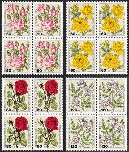 BERLIN 1982 Michel-Nummer 680-683 postfrisch SATZ(4) BLÖCKE - Gartenrosen