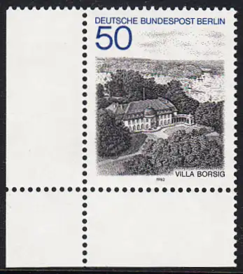 BERLIN 1982 Michel-Nummer 685 postfrisch EINZELMARKE ECKRAND unten links - Berlin-Ansichten: Villa Borsig