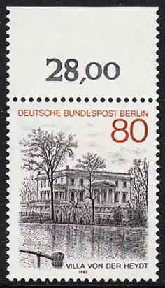 BERLIN 1982 Michel-Nummer 687 postfrisch EINZELMARKE RAND oben - Berlin-Ansichten: Villa von der Heydt