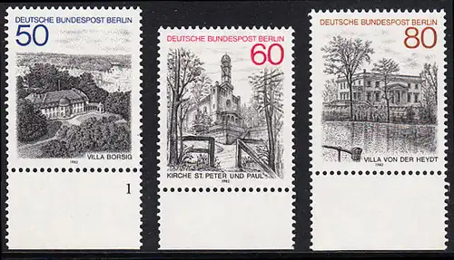 BERLIN 1982 Michel-Nummer 685-687 postfrisch SATZ(3) EINZELMARKEN RÄNDER unten - Berlin-Ansichten