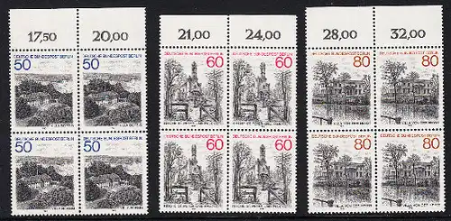 BERLIN 1982 Michel-Nummer 685-687 postfrisch SATZ(3) BLÖCKE RÄNDER oben (a) - Berlin-Ansichten
