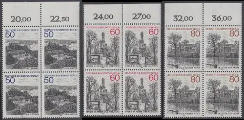 BERLIN 1982 Michel-Nummer 685-687 postfrisch SATZ(3) BLÖCKE RÄNDER oben (b) - Berlin-Ansichten