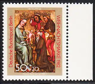BERLIN 1982 Michel-Nummer 688 postfrisch EINZELMARKE RAND rechts - Weihnachten