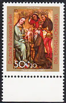 BERLIN 1982 Michel-Nummer 688 postfrisch EINZELMARKE RAND unten - Weihnachten