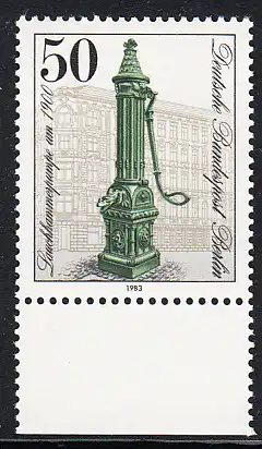 BERLIN 1983 Michel-Nummer 689 postfrisch EINZELMARKE RAND unten - Historische Straßenpumpen in Berlin: Lauchhammerpumpe, Klausenerplatz