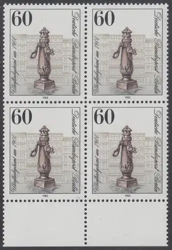 BERLIN 1983 Michel-Nummer 690 postfrisch BLOCK RÄNDER unten - Historische Straßenpumpen in Berlin: Ventilbrunnen, Chamissoplatz