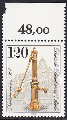 BERLIN 1983 Michel-Nummer 692 postfrisch EINZELMARKE RAND oben - Historische Straßenpumpen in Berlin: Lauchhammerpumpe, Schlossstraße